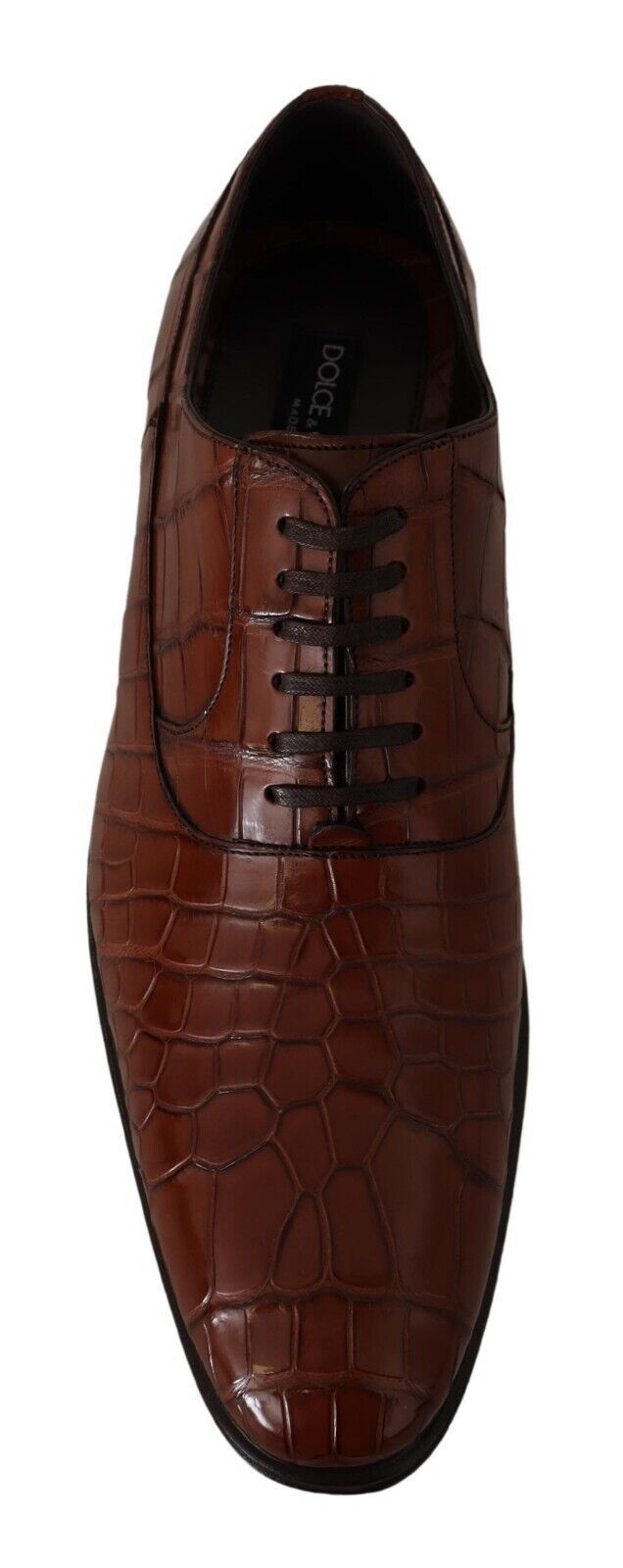Dolce & Gabbana Brown Crocodile Leather Mens Formal Derby Shoes - SMARTMARTNZ