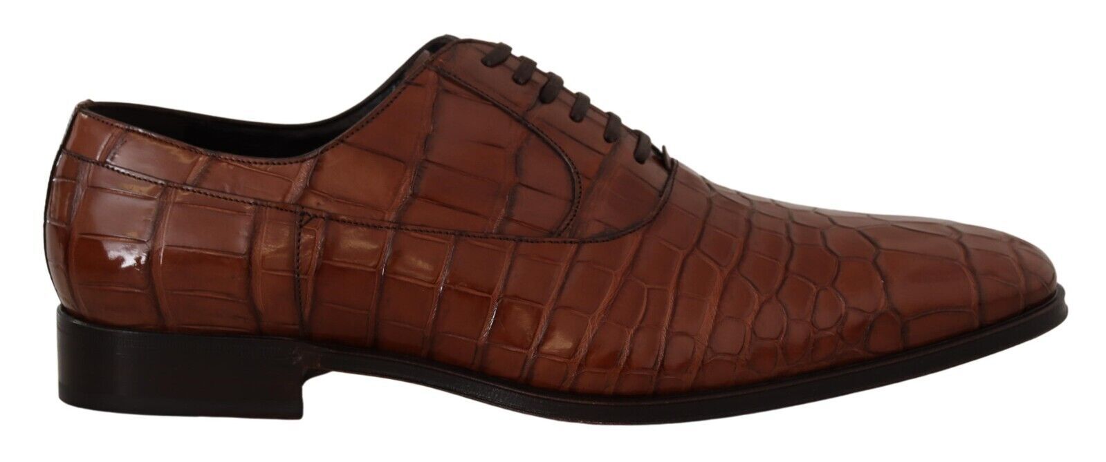 Dolce & Gabbana Brown Crocodile Leather Mens Formal Derby Shoes - SMARTMARTNZ