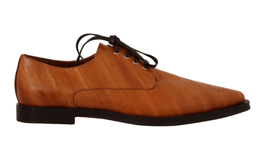 Dolce & Gabbana Brown Eel Leather Lace Up Formal Shoes - SMARTMARTNZ