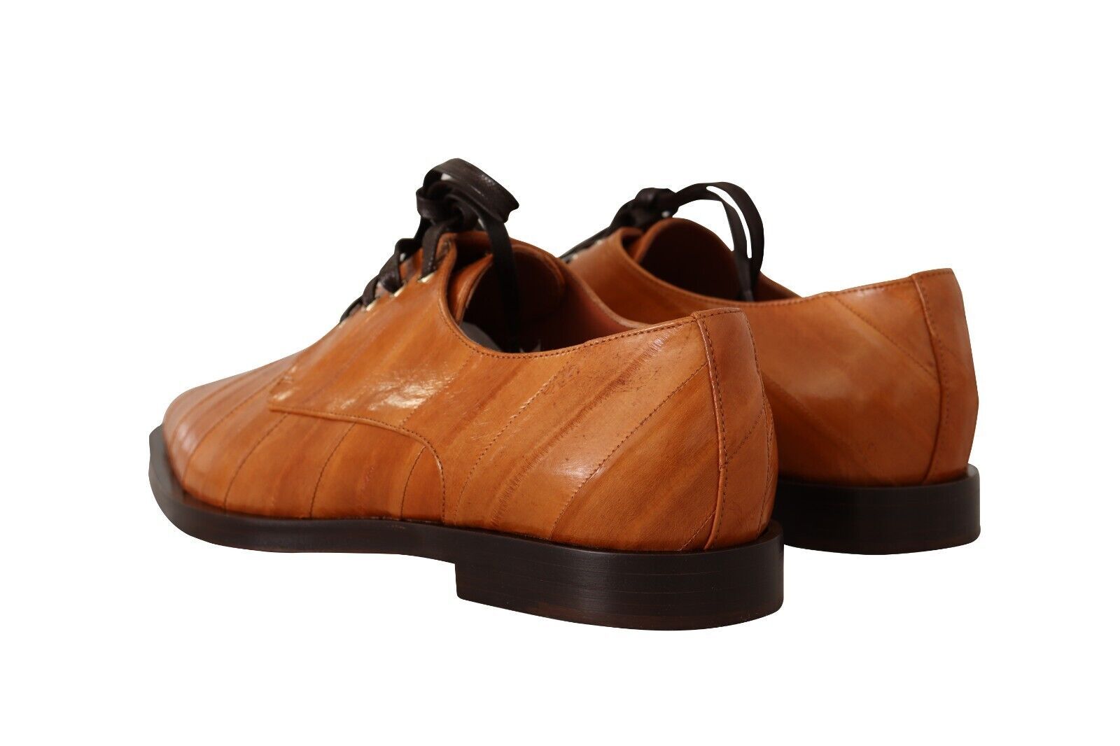 Dolce & Gabbana Brown Eel Leather Lace Up Formal Shoes - SMARTMARTNZ