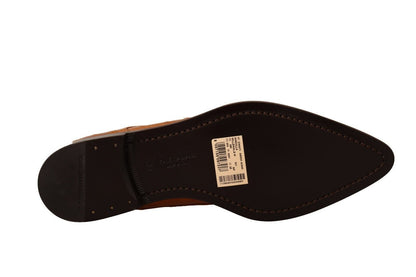 Dolce & Gabbana Brown Eel Leather Lace Up Formal Shoes - SMARTMARTNZ
