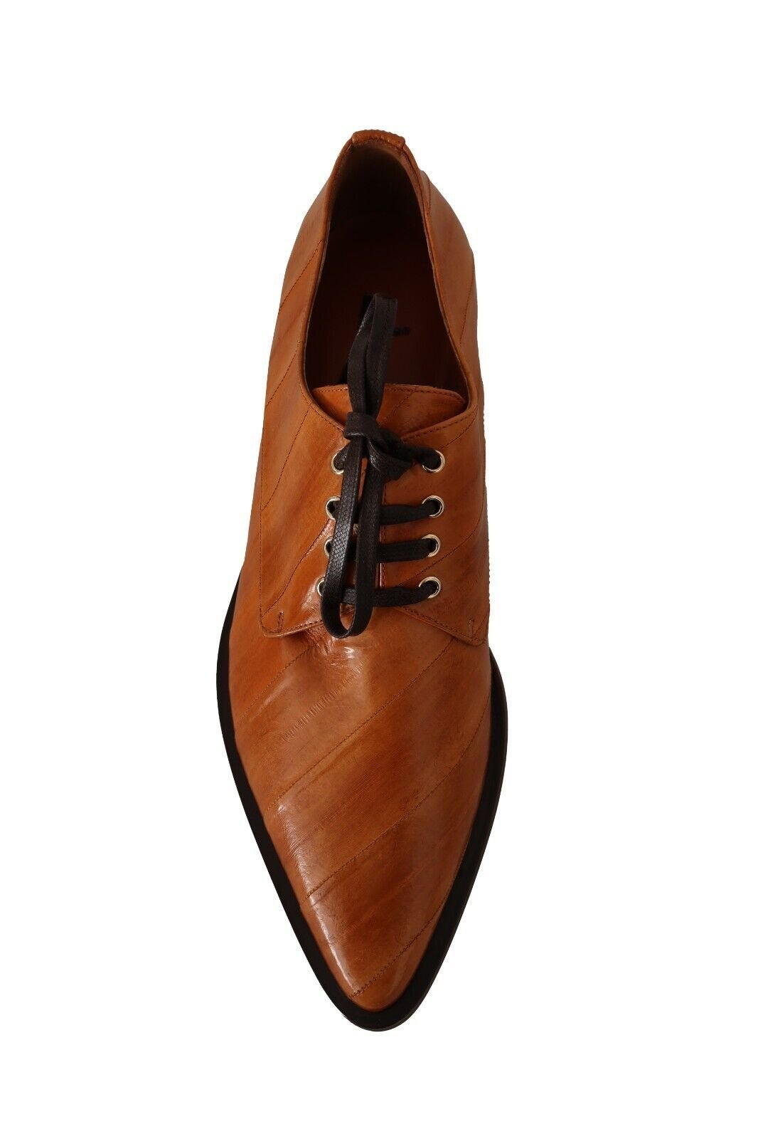 Dolce & Gabbana Brown Eel Leather Lace Up Formal Shoes - SMARTMARTNZ