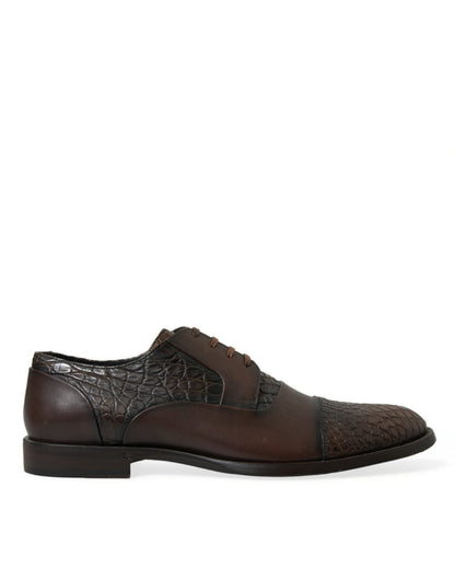 Dolce & Gabbana Brown Exotic Leather Lace Up Oxford Dress Shoes - SMARTMARTNZ