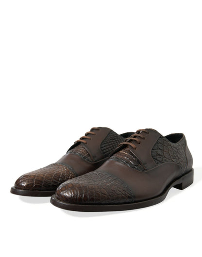 Dolce & Gabbana Brown Exotic Leather Lace Up Oxford Dress Shoes - SMARTMARTNZ