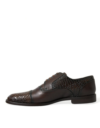 Dolce & Gabbana Brown Exotic Leather Lace Up Oxford Dress Shoes - SMARTMARTNZ