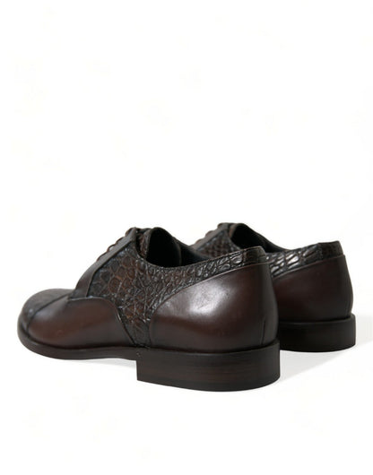 Dolce & Gabbana Brown Exotic Leather Lace Up Oxford Dress Shoes - SMARTMARTNZ