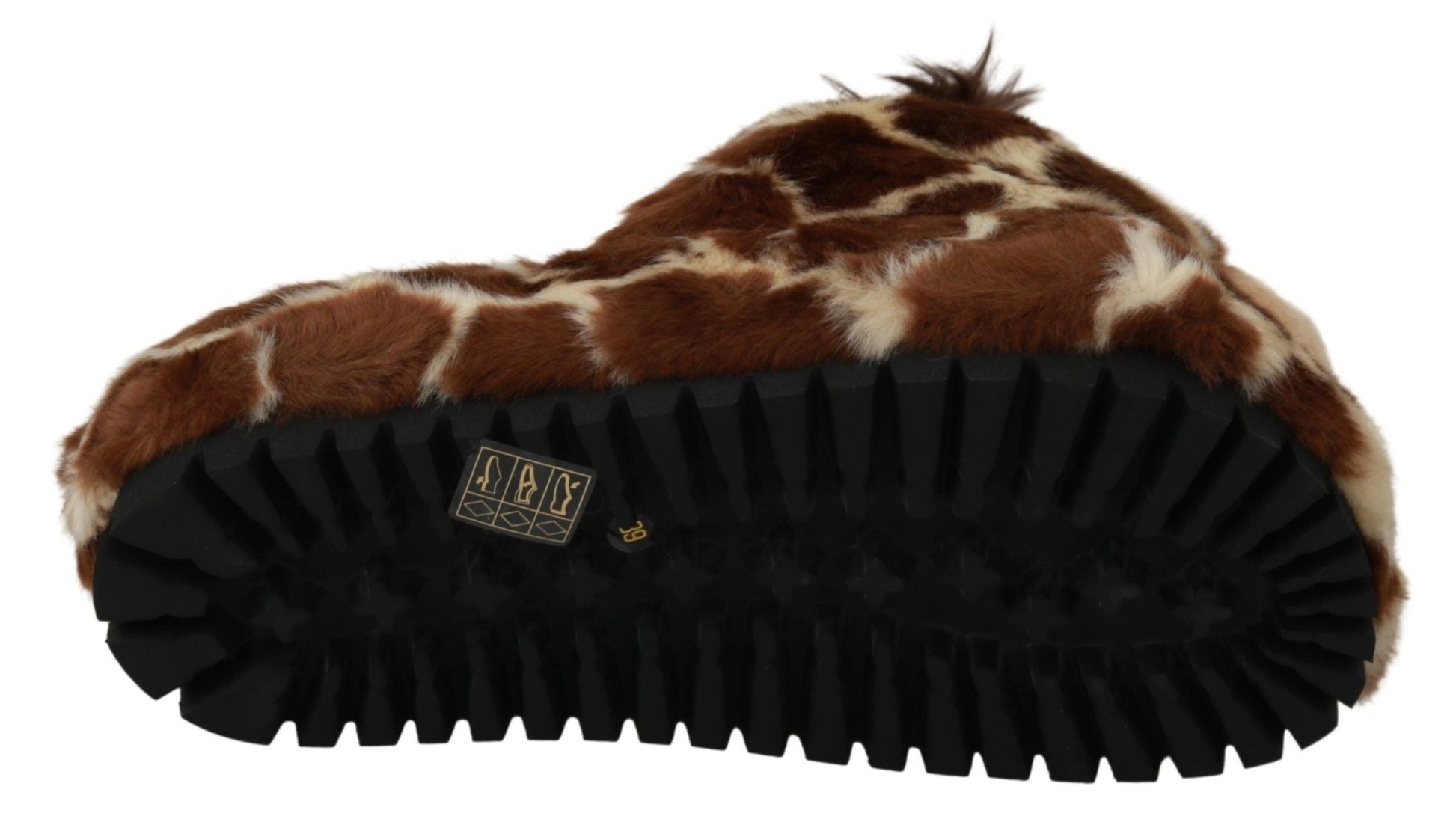 Dolce & Gabbana Brown Giraffe Slippers Flats Sandals Shoes - SMARTMARTNZ