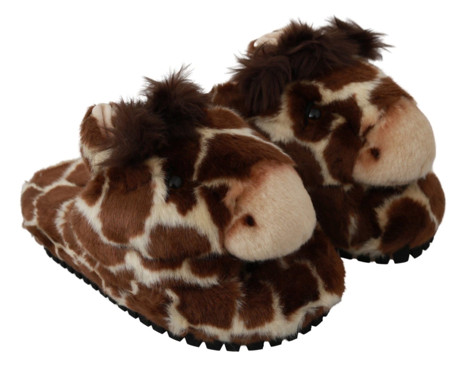 Dolce & Gabbana Brown Giraffe Slippers Flats Sandals Shoes - SMARTMARTNZ