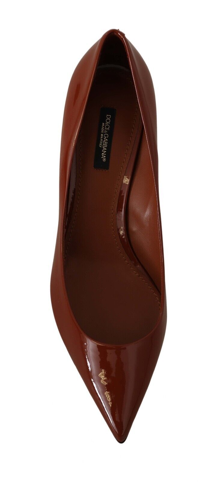 Dolce & Gabbana Brown Kitten Heels Pumps Patent Leather Shoes - SMARTMARTNZ