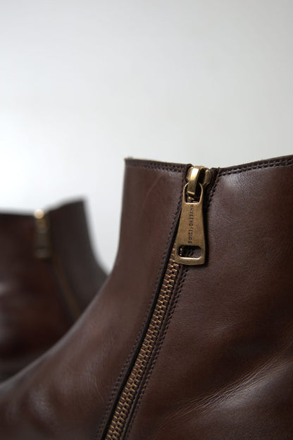 Dolce & Gabbana Brown Leather Chelsea Mens Boots Shoes - SMARTMARTNZ