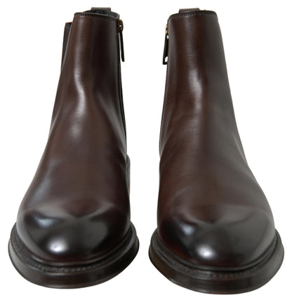 Dolce & Gabbana Brown Leather Chelsea Mens Boots Shoes - SMARTMARTNZ