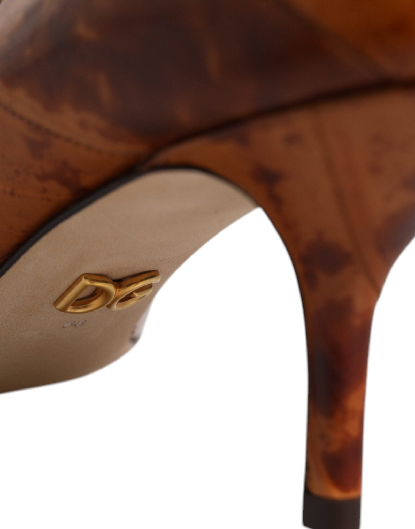Dolce & Gabbana Brown Leather Kitten Heels Pumps Shoes - SMARTMARTNZ