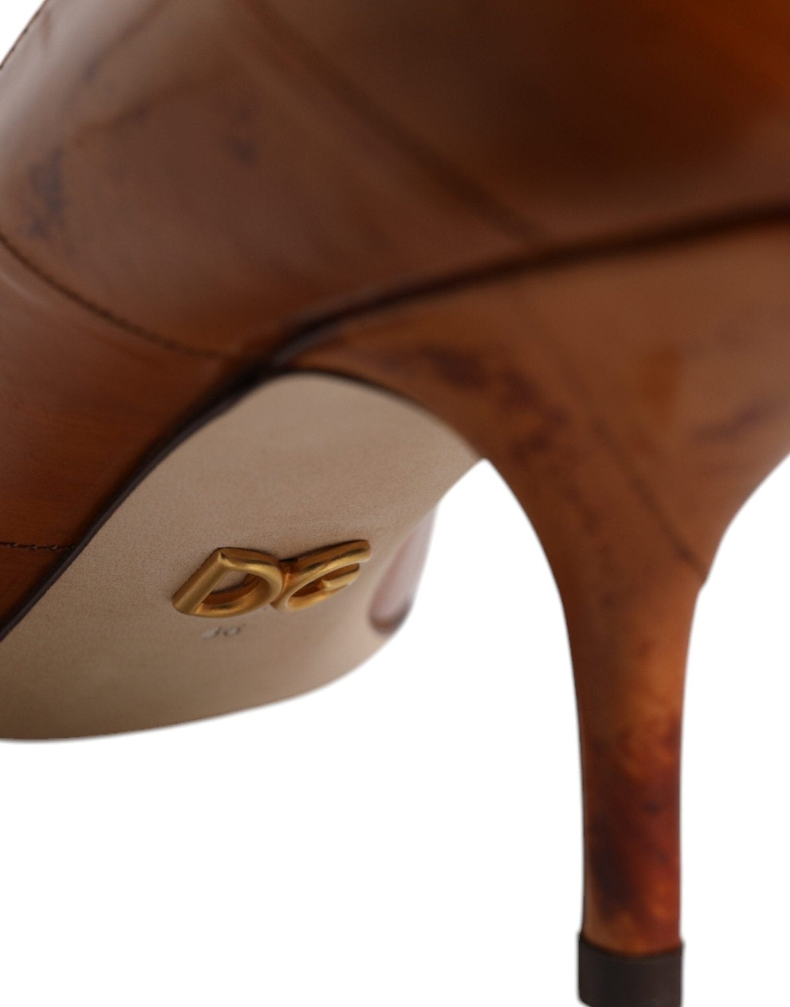 Dolce & Gabbana Brown Leather Kitten Heels Pumps Shoes - SMARTMARTNZ