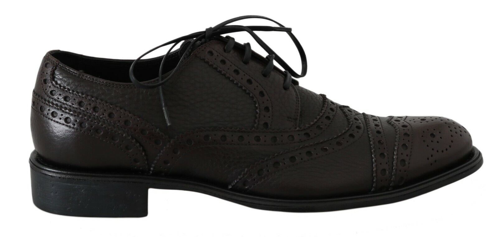Dolce & Gabbana Brown Leather Wingtip Derby Formal Shoes - SMARTMARTNZ