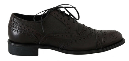 Dolce & Gabbana Brown Leather Wingtip Derby Formal Shoes - SMARTMARTNZ