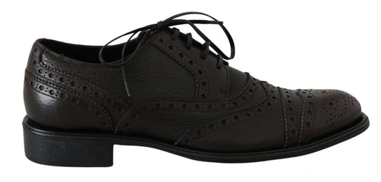 Dolce & Gabbana Brown Leather Wingtip Derby Formal Shoes - SMARTMARTNZ