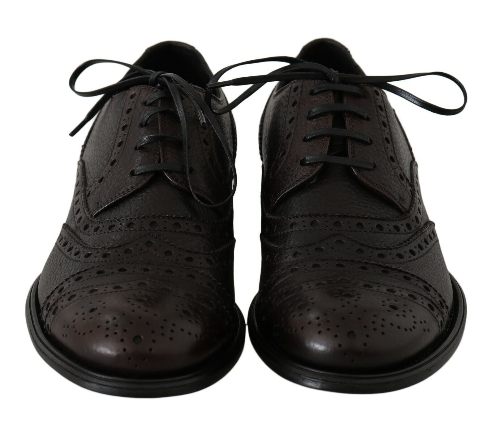 Dolce & Gabbana Brown Leather Wingtip Derby Formal Shoes - SMARTMARTNZ