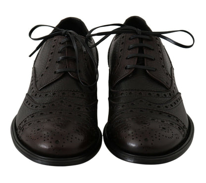 Dolce & Gabbana Brown Leather Wingtip Derby Formal Shoes - SMARTMARTNZ