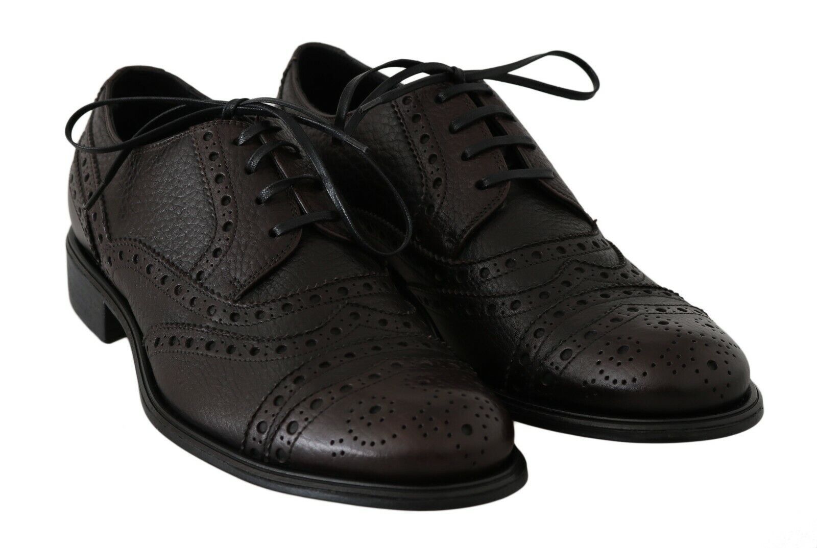Dolce & Gabbana Brown Leather Wingtip Derby Formal Shoes - SMARTMARTNZ
