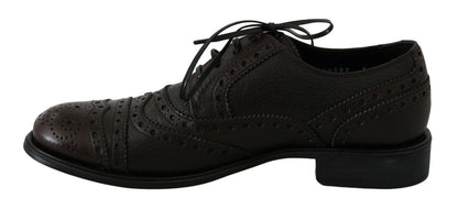 Dolce & Gabbana Brown Leather Wingtip Derby Formal Shoes - SMARTMARTNZ