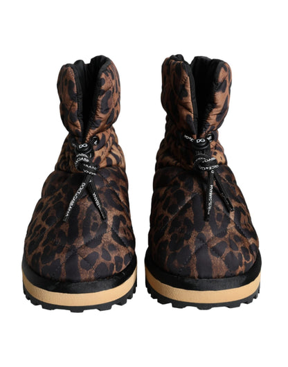 Dolce & Gabbana Brown Leopard Ankle Boots Padded Shoes - SMARTMARTNZ