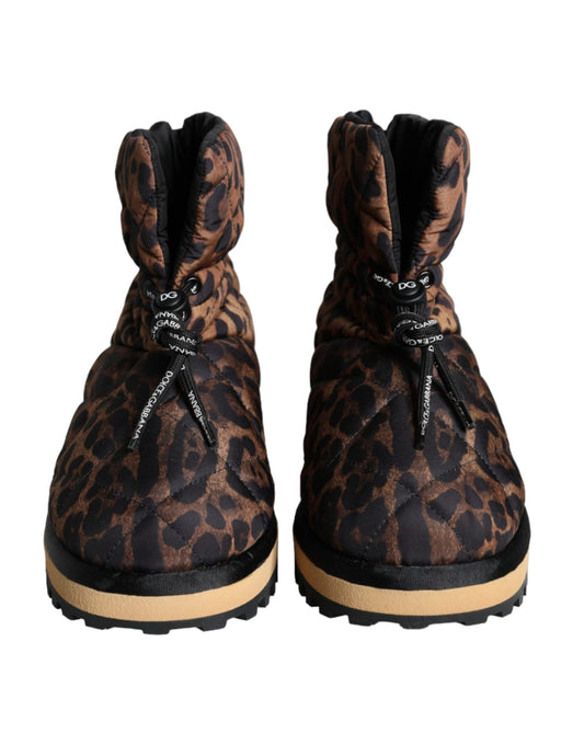 Dolce & Gabbana Brown Leopard Ankle Boots Padded Shoes - SMARTMARTNZ