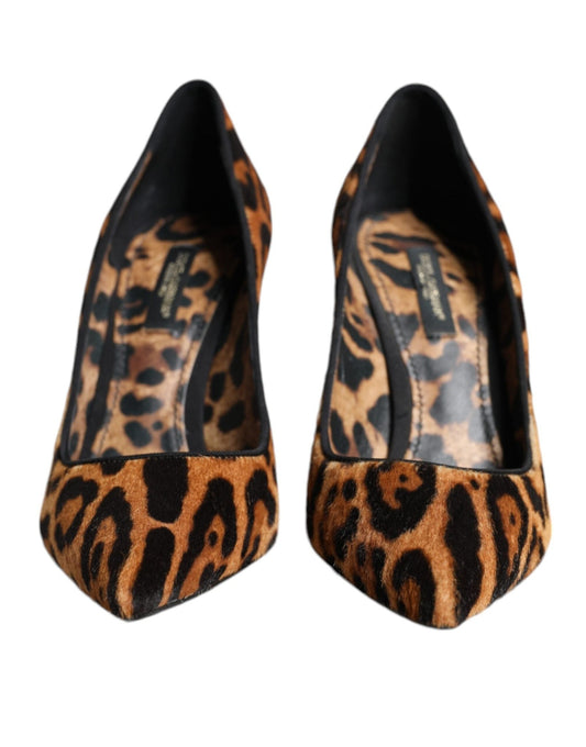 Dolce & Gabbana Brown Leopard Calf Hair Heels Pumps Shoes - SMARTMARTNZ