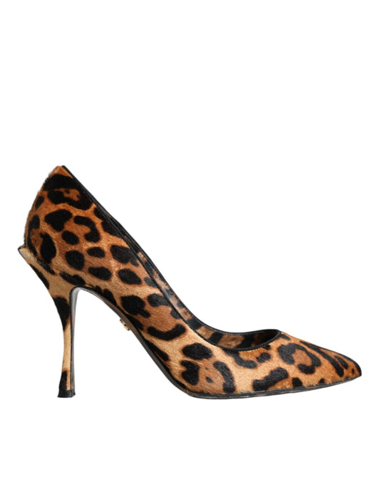 Dolce & Gabbana Brown Leopard Calf Hair Heels Pumps Shoes - SMARTMARTNZ