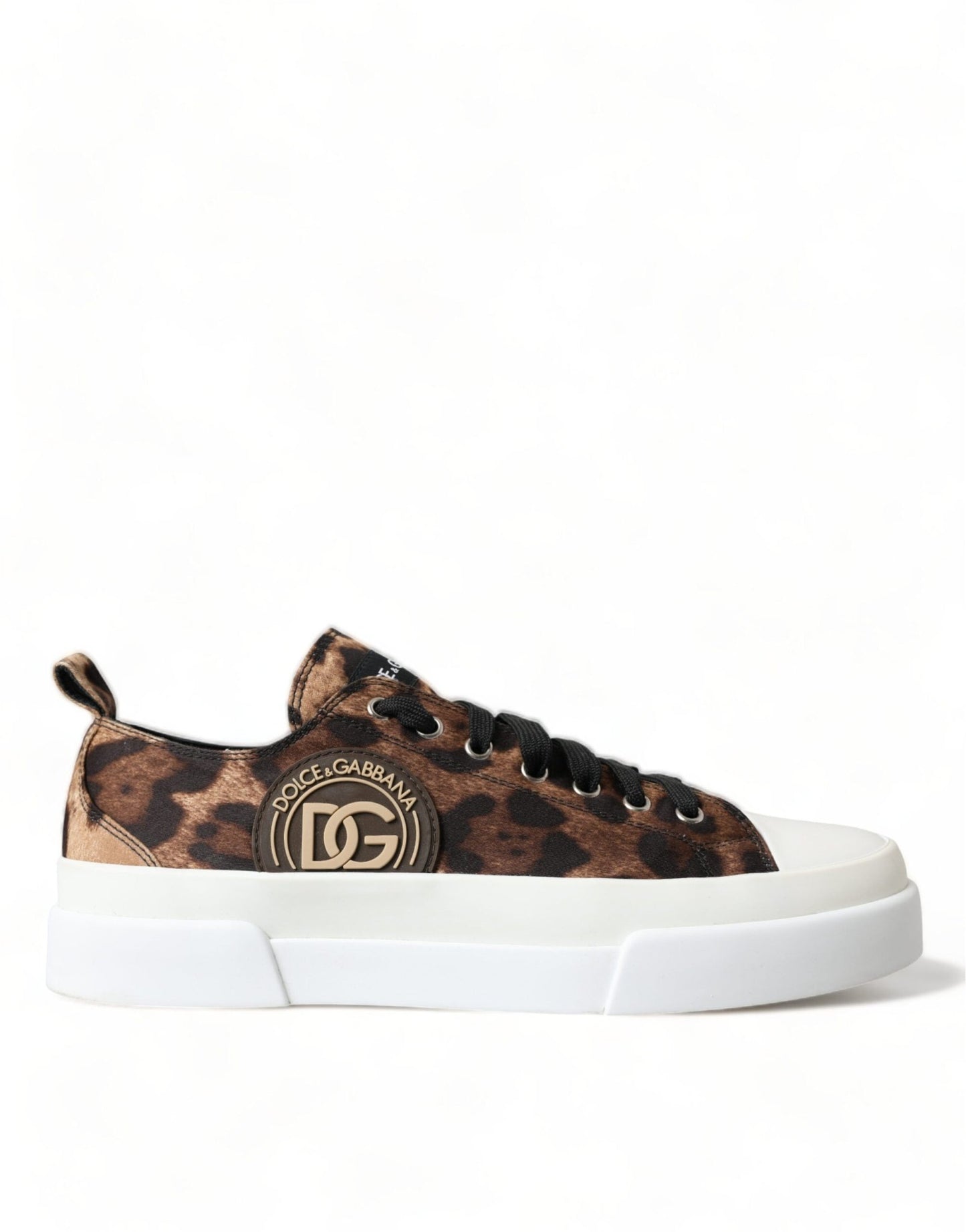 Dolce & Gabbana Brown Leopard Canvas Sneakers Shoes - SMARTMARTNZ