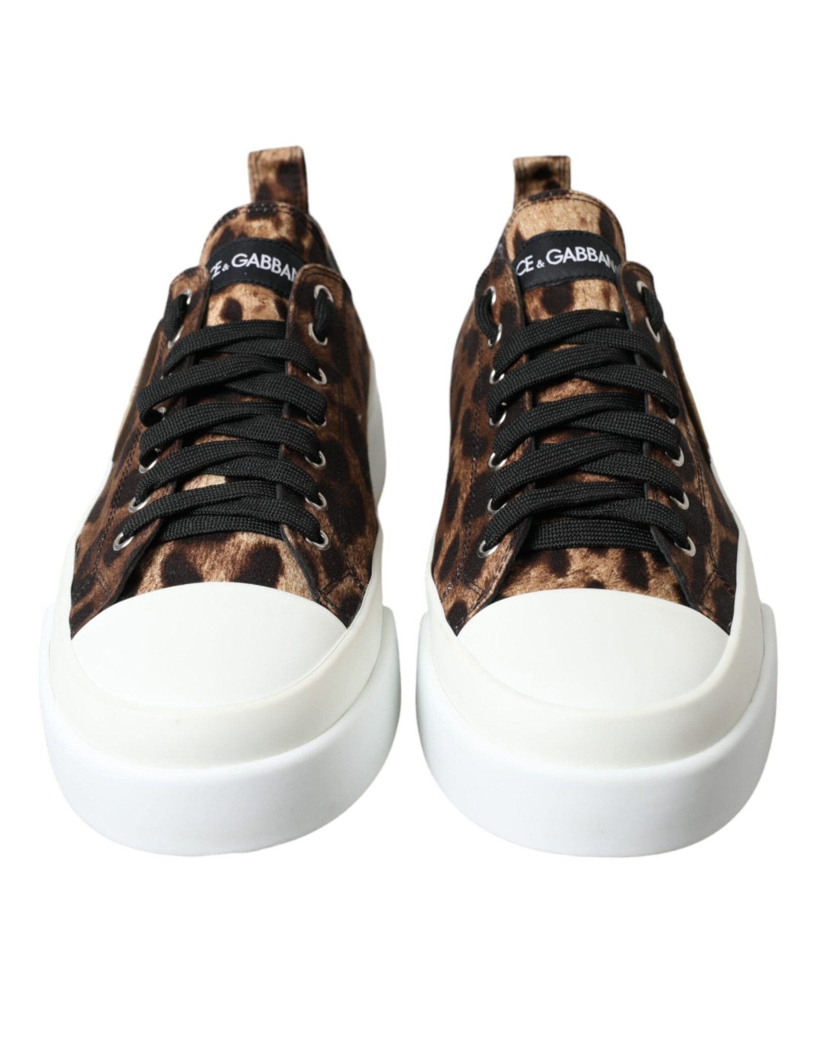 Dolce & Gabbana Brown Leopard Canvas Sneakers Shoes - SMARTMARTNZ