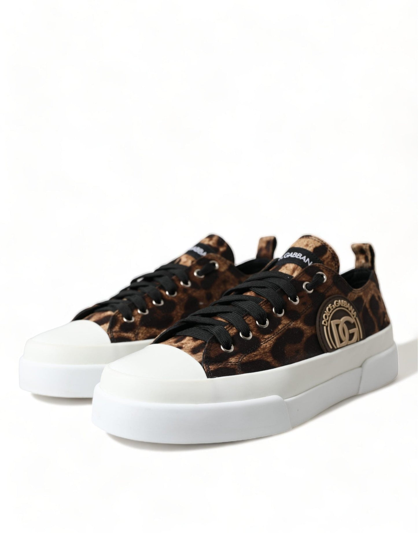 Dolce & Gabbana Brown Leopard Canvas Sneakers Shoes - SMARTMARTNZ