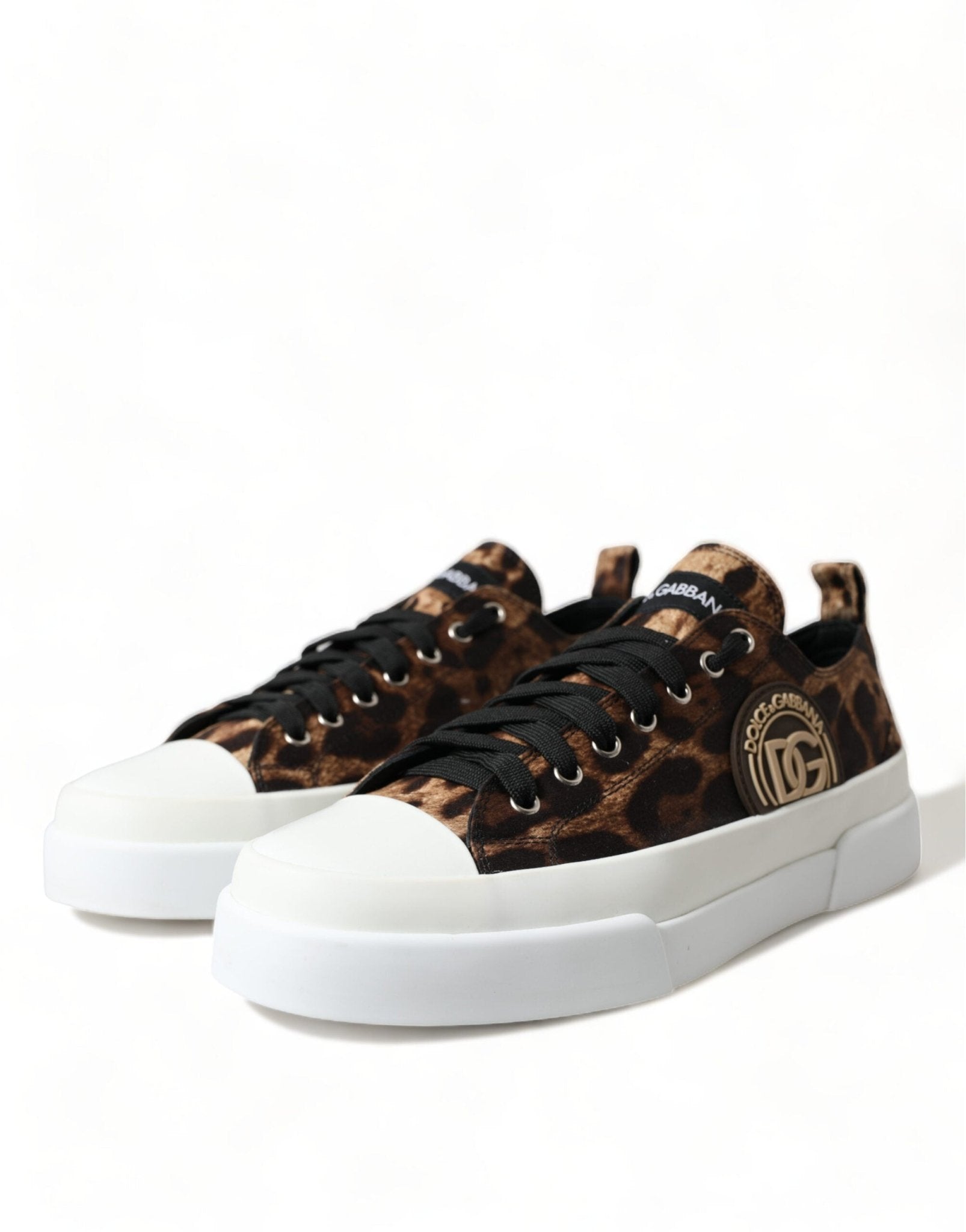 Dolce & Gabbana Brown Leopard Canvas Sneakers Shoes - SMARTMARTNZ