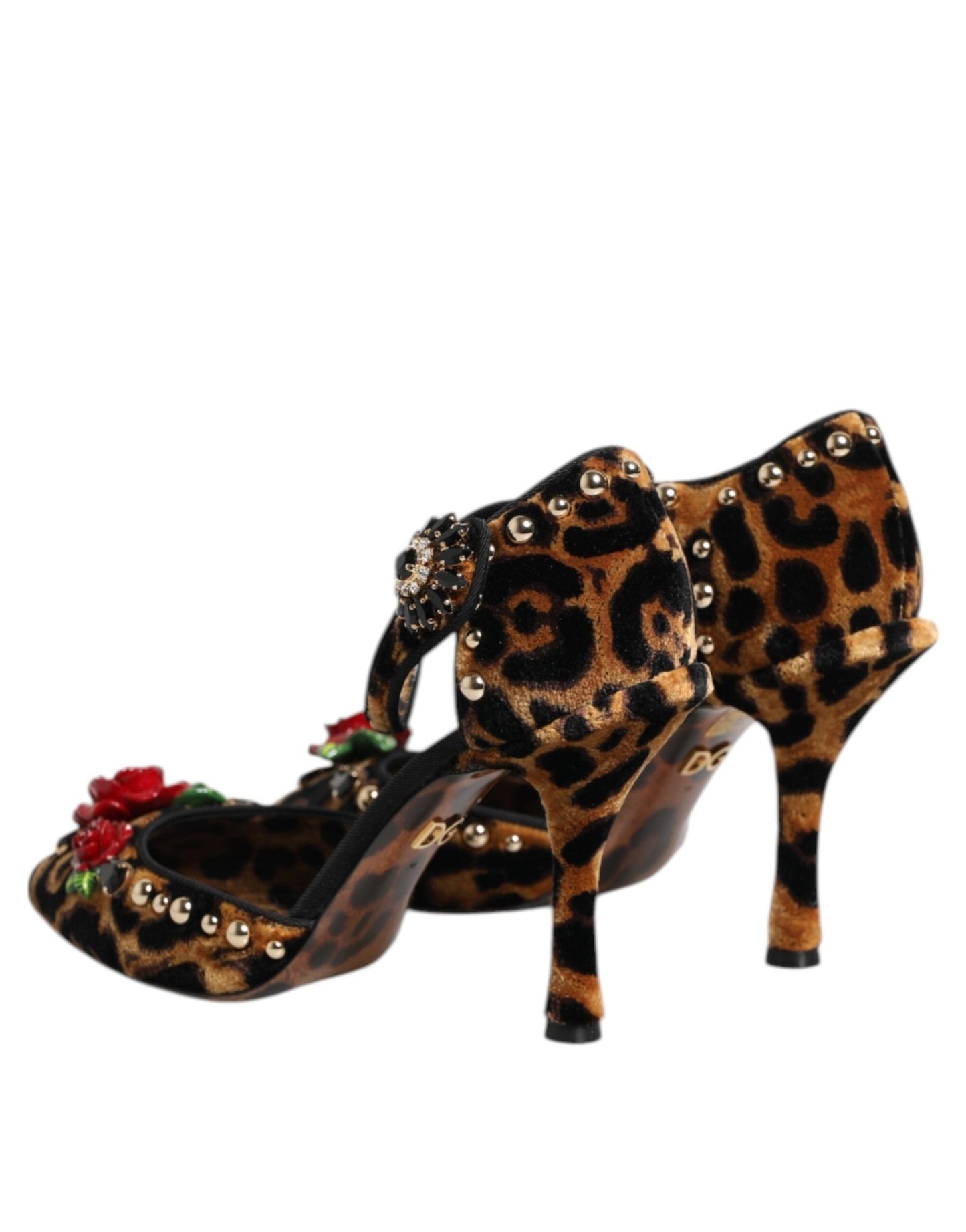 Dolce & Gabbana Brown Leopard Crystal Roses Pumps Shoes - SMARTMARTNZ