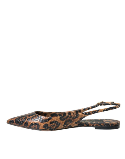Dolce & Gabbana Brown Leopard Exotic Skin Slingback Shoes - SMARTMARTNZ