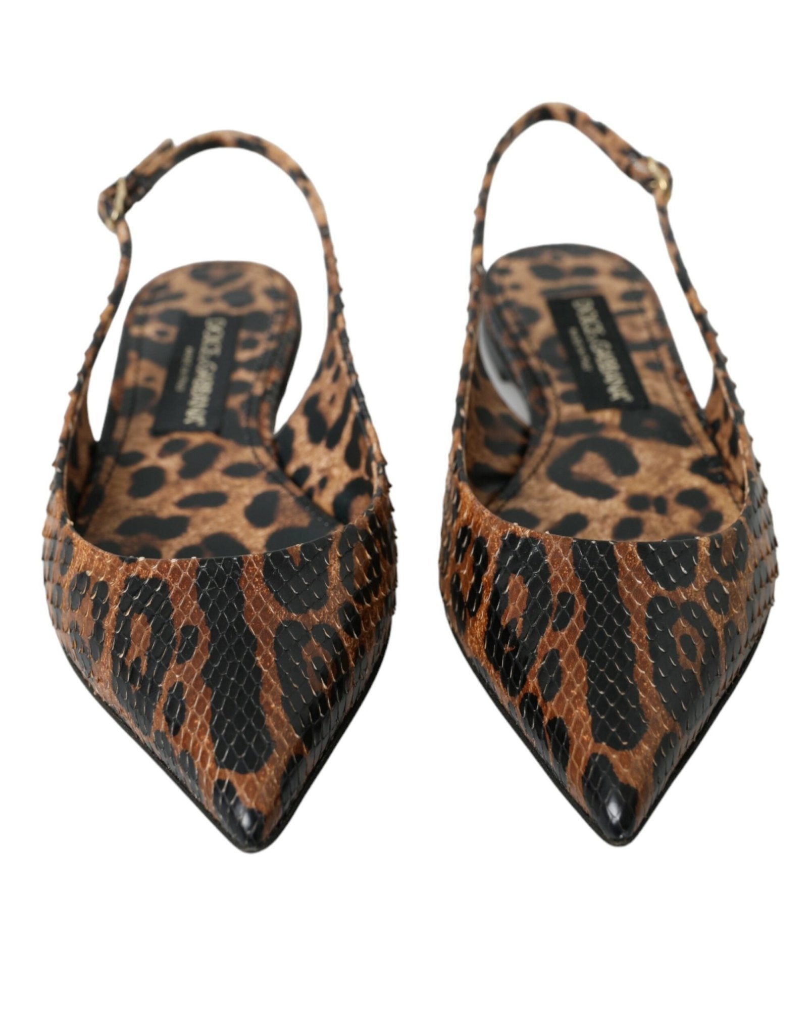 Dolce & Gabbana Brown Leopard Exotic Skin Slingback Shoes - SMARTMARTNZ