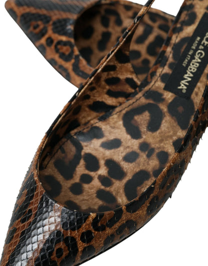 Dolce & Gabbana Brown Leopard Exotic Skin Slingback Shoes - SMARTMARTNZ