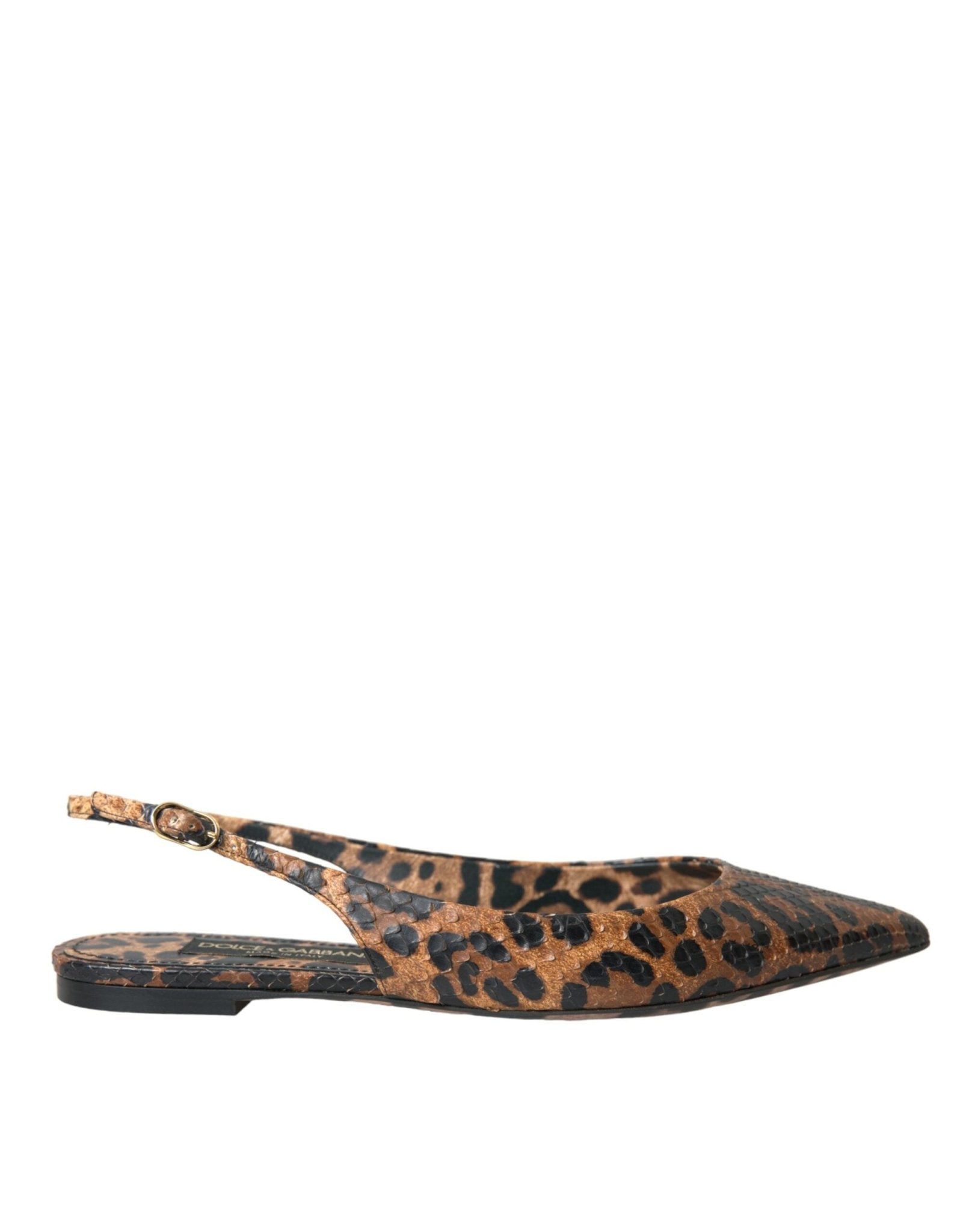 Dolce & Gabbana Brown Leopard Exotic Skin Slingback Shoes - SMARTMARTNZ