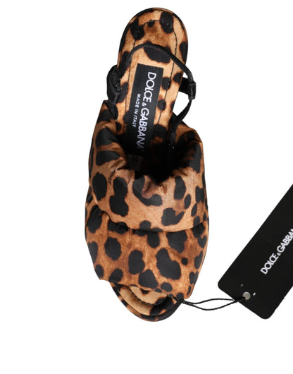 Dolce & Gabbana Brown Leopard Keira Slingback Sandals Shoes - SMARTMARTNZ
