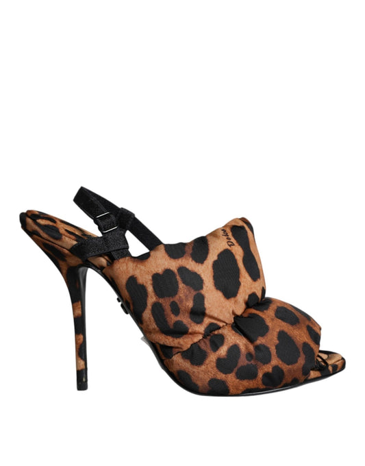 Dolce & Gabbana Brown Leopard Keira Slingback Sandals Shoes - SMARTMARTNZ