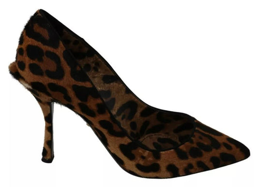 Dolce & Gabbana Brown Leopard Pony Hair Heels Pumps Shoes - SMARTMARTNZ