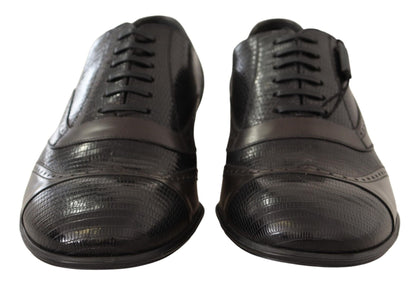 Dolce & Gabbana Brown Lizard Skin Leather Oxford Dress Shoes - SMARTMARTNZ