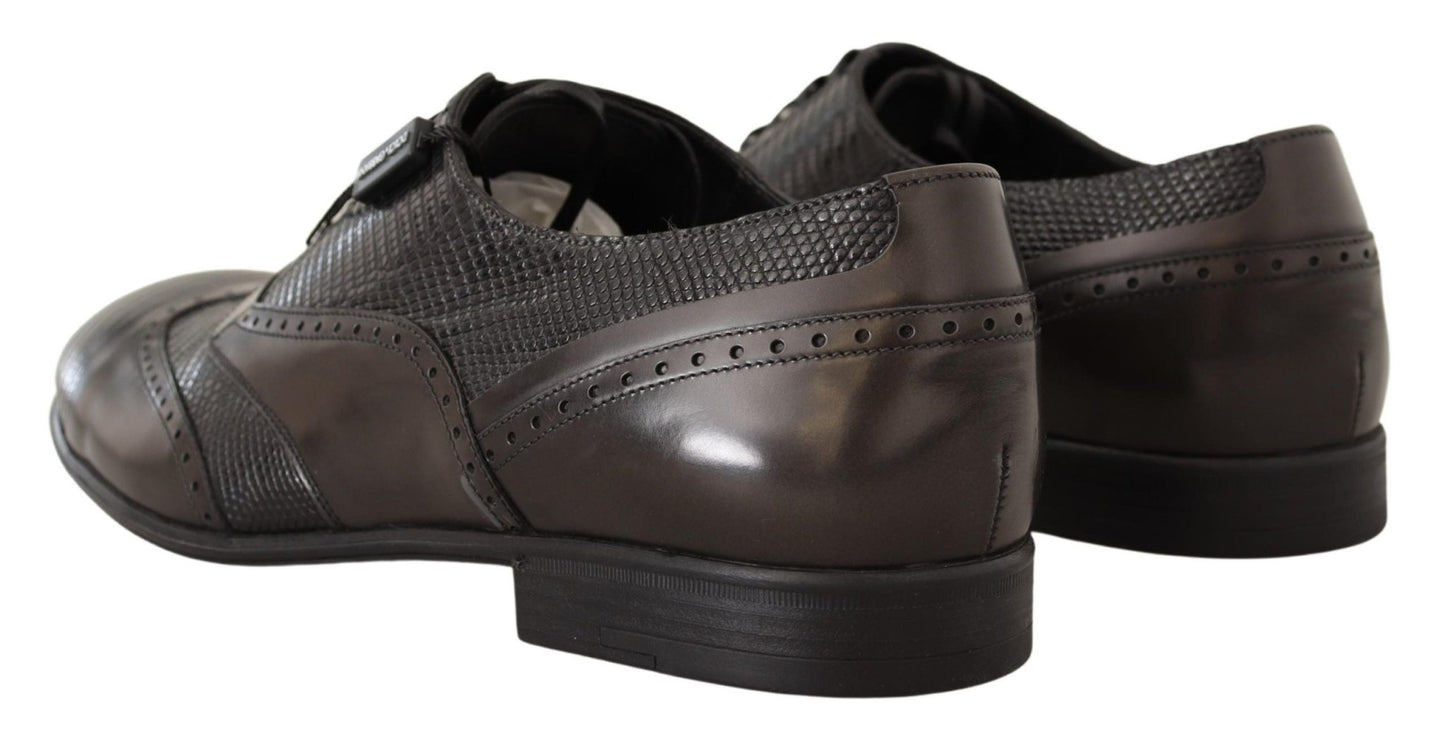 Dolce & Gabbana Brown Lizard Skin Leather Oxford Dress Shoes - SMARTMARTNZ
