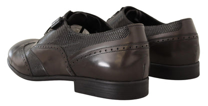 Dolce & Gabbana Brown Lizard Skin Leather Oxford Dress Shoes - SMARTMARTNZ