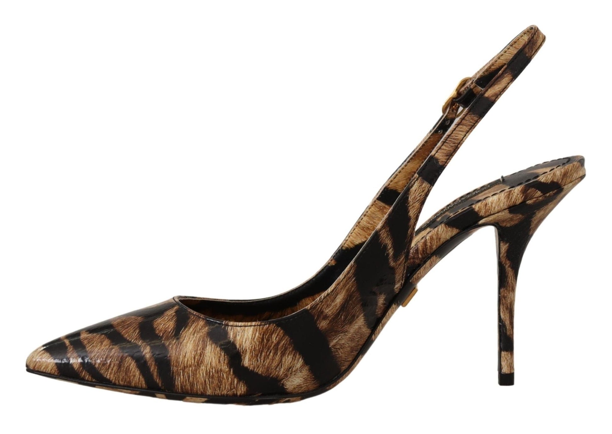 Dolce & Gabbana Brown Slingbacks Leather Tiger Shoes - SMARTMARTNZ