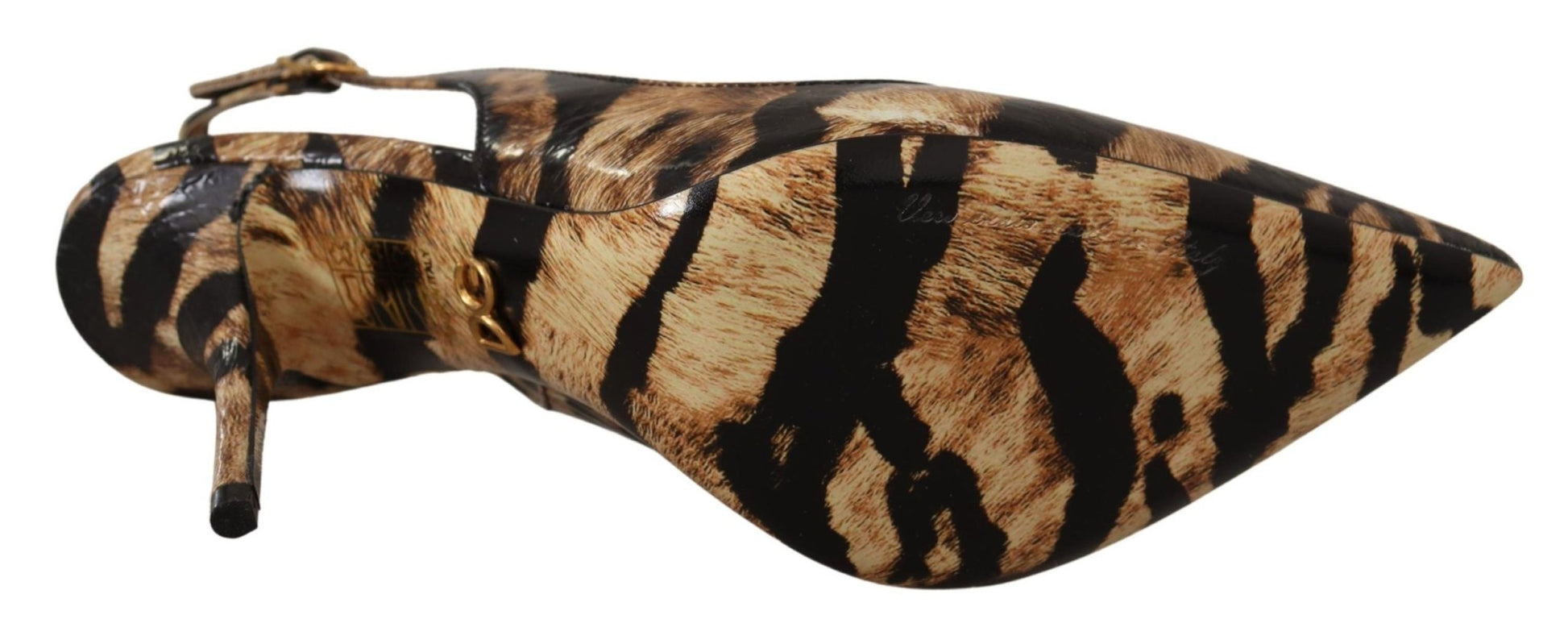 Dolce & Gabbana Brown Slingbacks Leather Tiger Shoes - SMARTMARTNZ