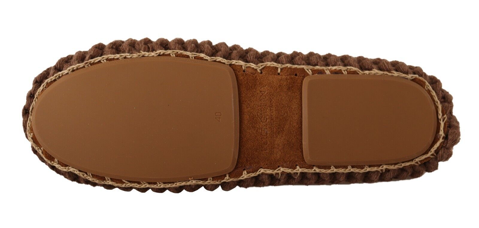 Dolce & Gabbana Brown Slip On Ballerina Flats Wool Knit Shoes - SMARTMARTNZ