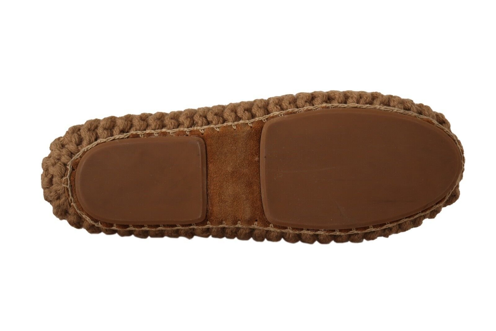 Dolce & Gabbana Brown Slip On Ballerina Flats Wool Knit Shoes - SMARTMARTNZ