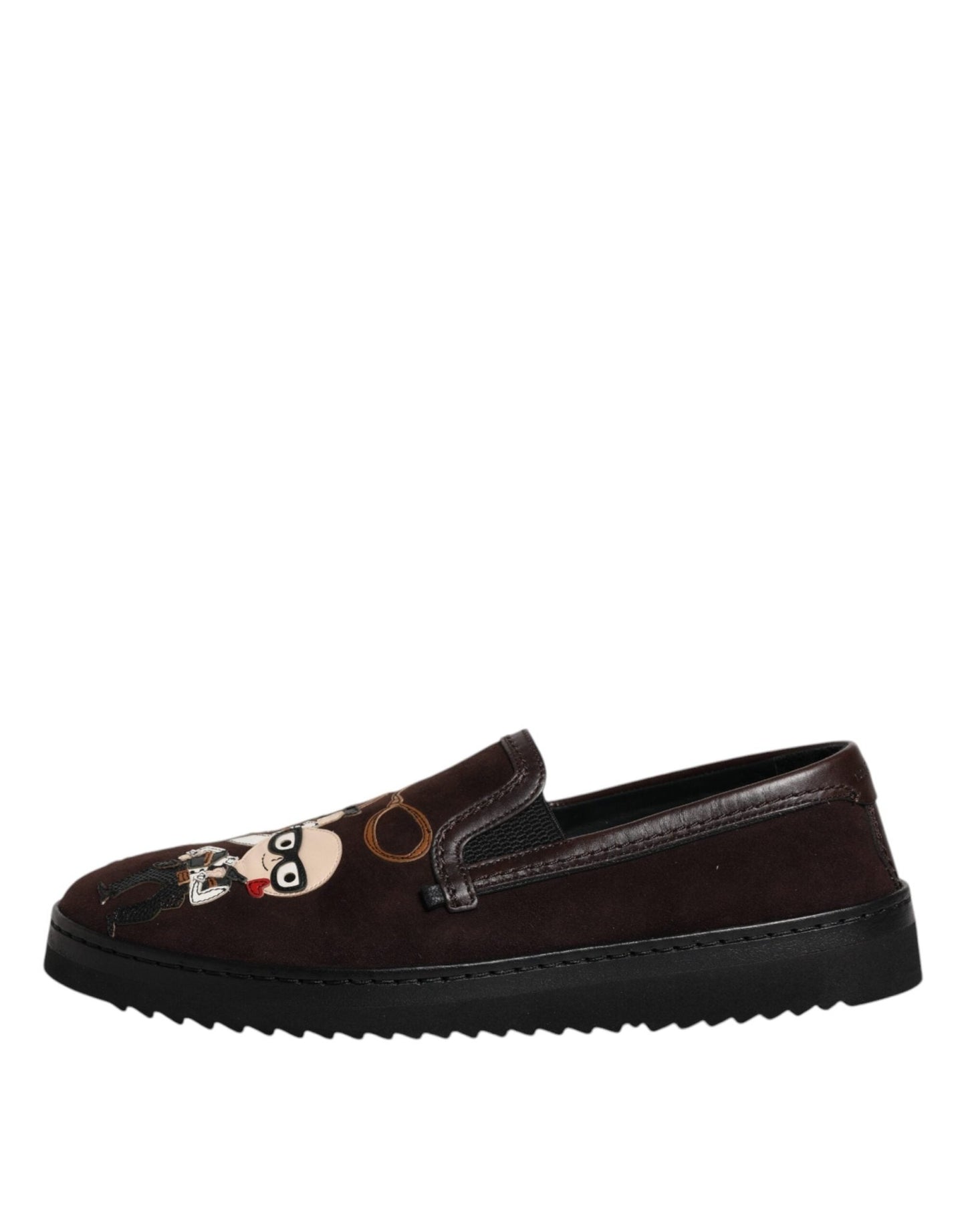 Dolce & Gabbana Brown Suede DG Family Slip On Flats Shoes - SMARTMARTNZ