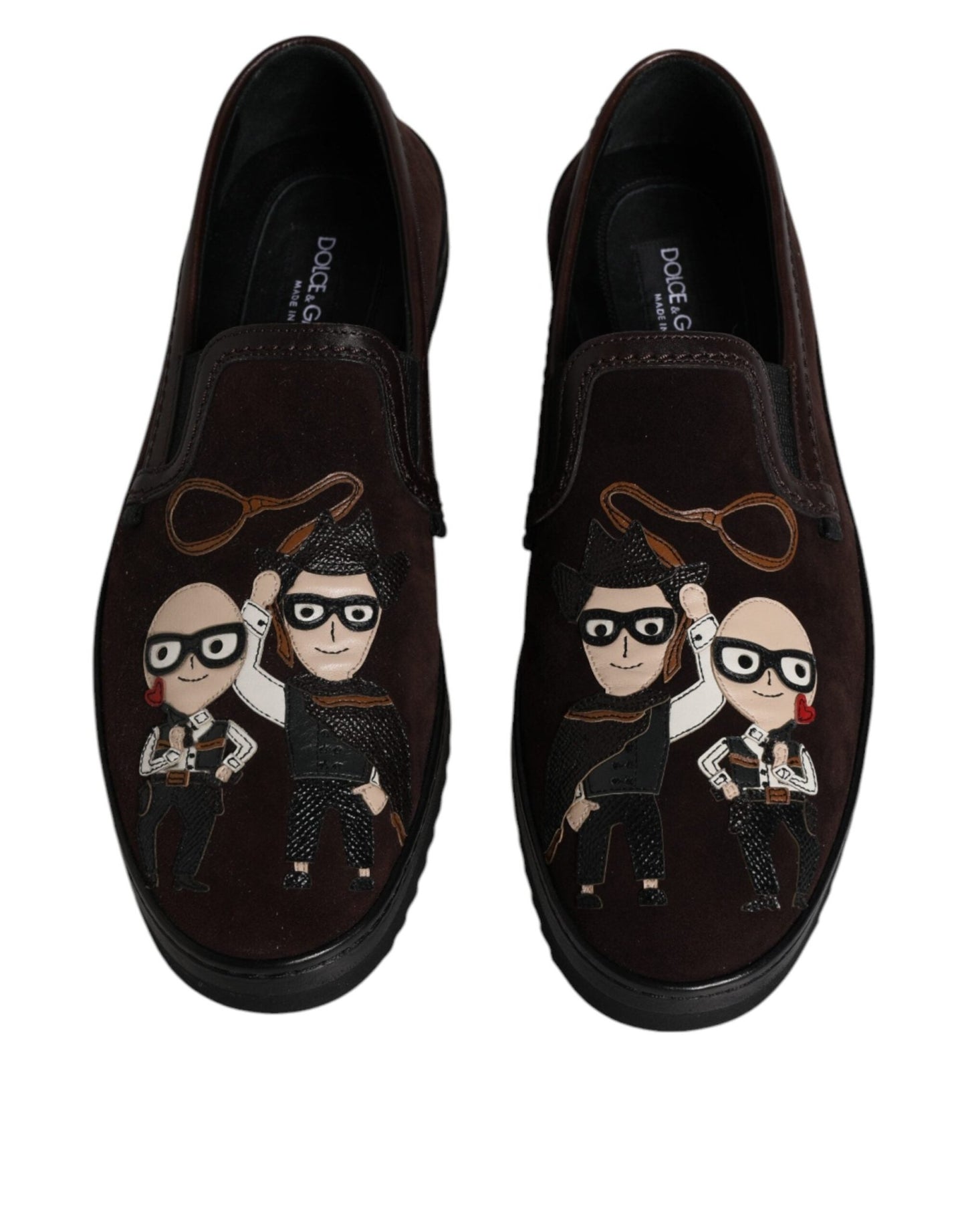 Dolce & Gabbana Brown Suede DG Family Slip On Flats Shoes - SMARTMARTNZ