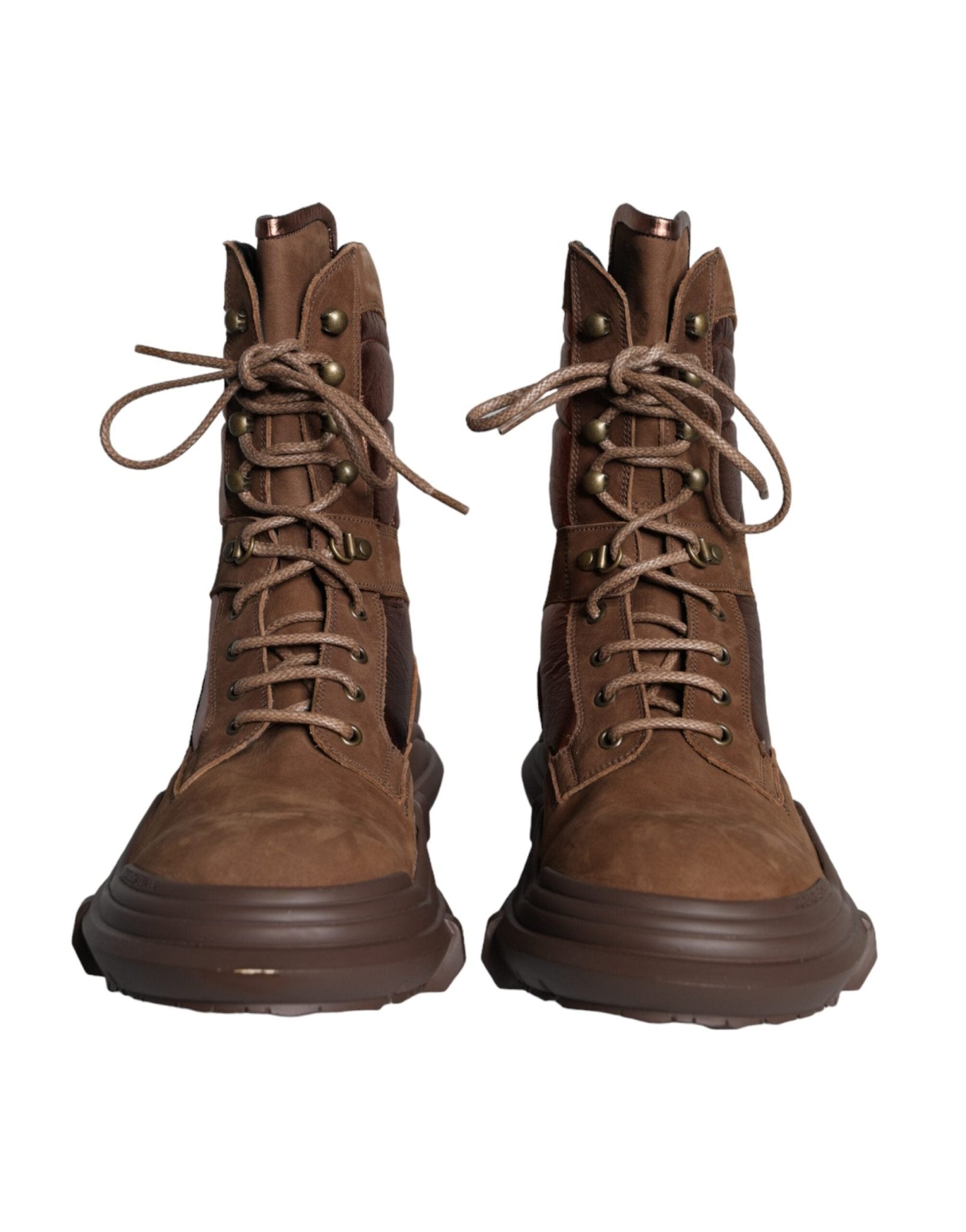Dolce & Gabbana Brown Suede Leather Military Combat Men Boots Shoes - SMARTMARTNZ